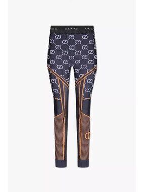 NEW Gucci GG Jacquard Jersey Leggings  Black/Orange Women’s Size M Authentic